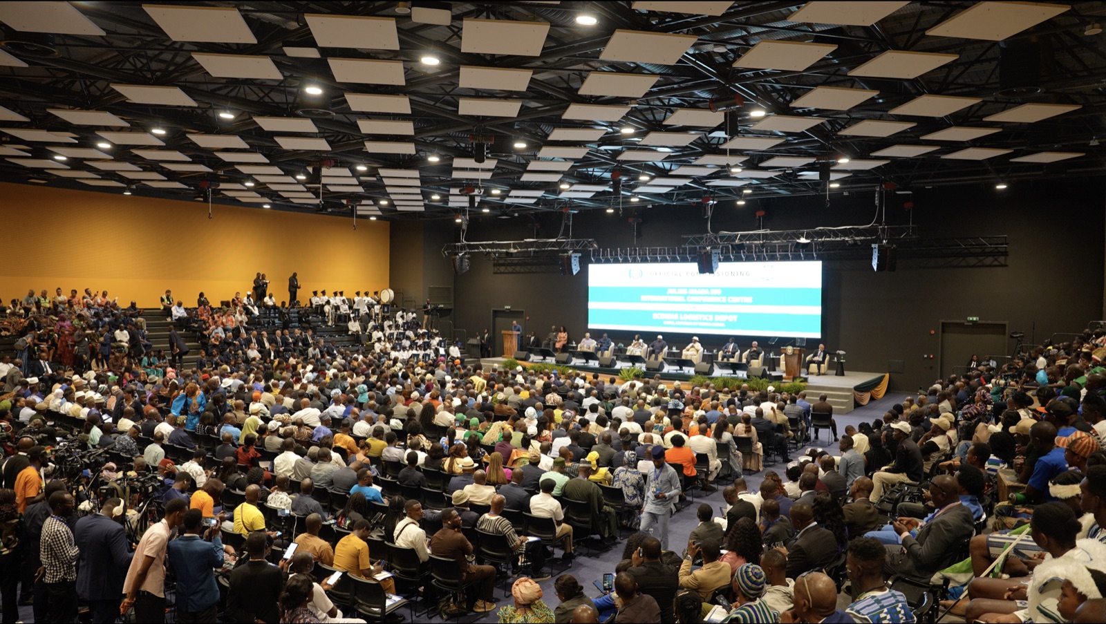 The main conference hall of the Julius Maada Bio International Conference Centre during the official commissioning